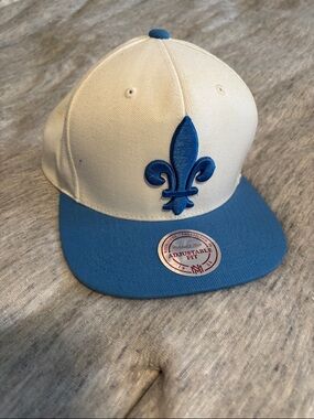 Mitchell & Ness White and Light Blue Fleur-de-Lis Snapback Hat